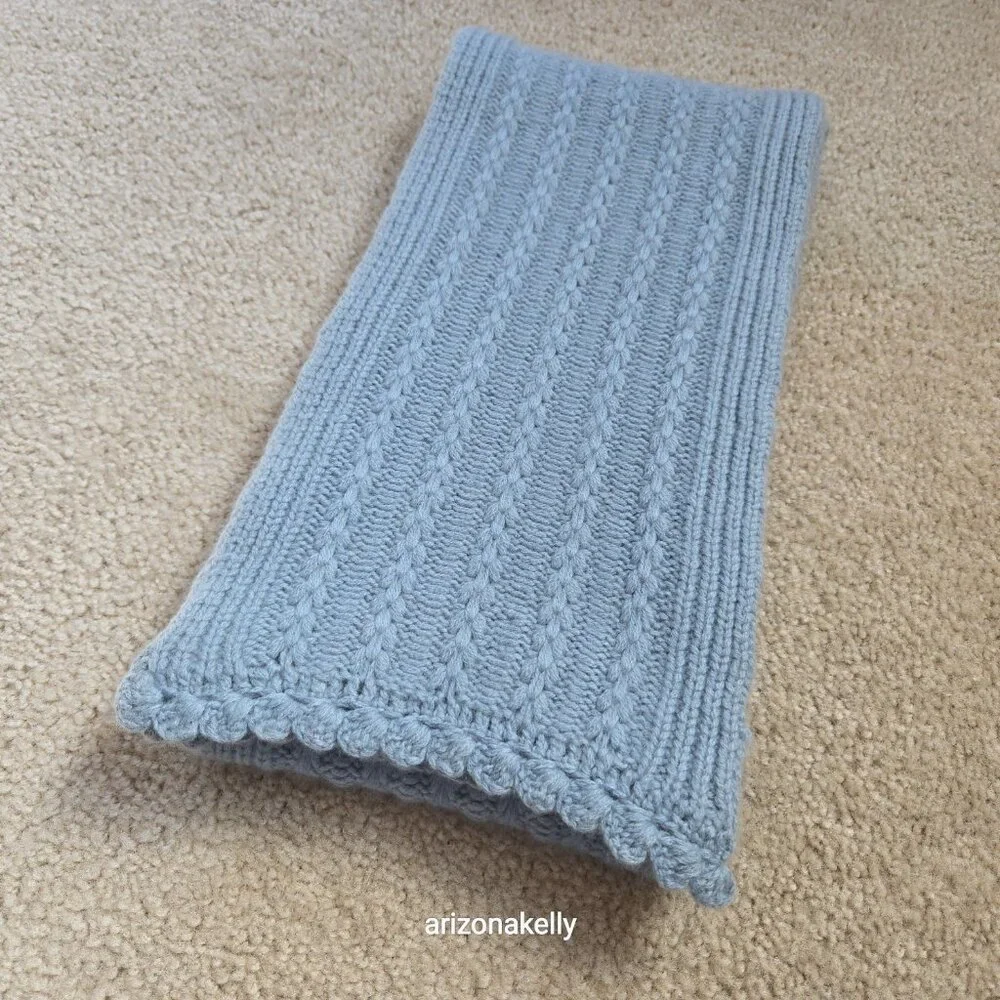 NWOT Cashmere Scarf Extra Long Elliot Mann Blue - Picture 9 of 13